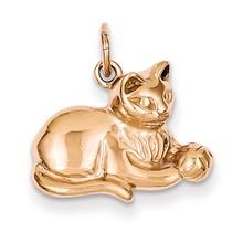 14k Rose Gold Solid Polished Open-Backed Cat Charm hide-image