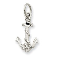 14k White Gold Solid Polished Diamond-cut 3-Dimensional Anchor Charm hide-image