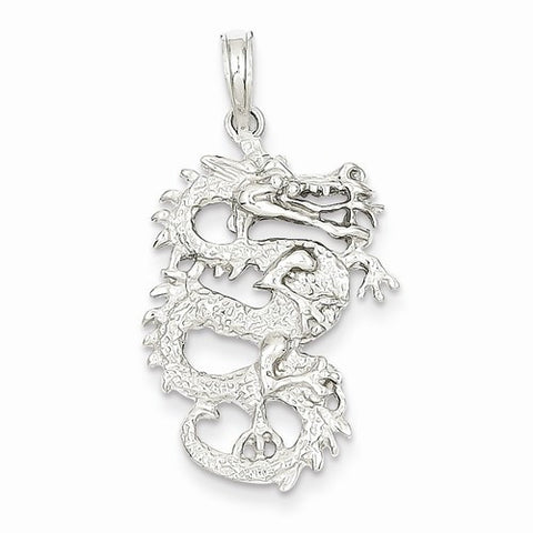 14k White Gold 3-D Dragon Pendant, Pendants for Necklace