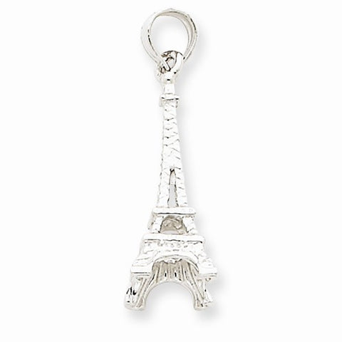 14k White Gold 3-D Eiffel Tower Pendant, Pendants for Necklace