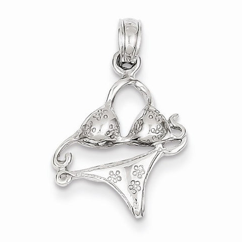 14k White Gold 3-D Bikini Bathing Suit Pendant, Pendants for Necklace