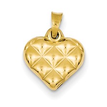 14k Gold Quilted Puffed Heart Charm hide-image