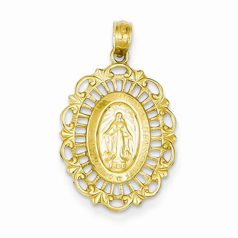 14k Gold Oval Miraculous Medal Pendant, Pendants for Necklace