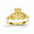 14k Yellow Gold Satin & Diamond-cut Claddagh Ring