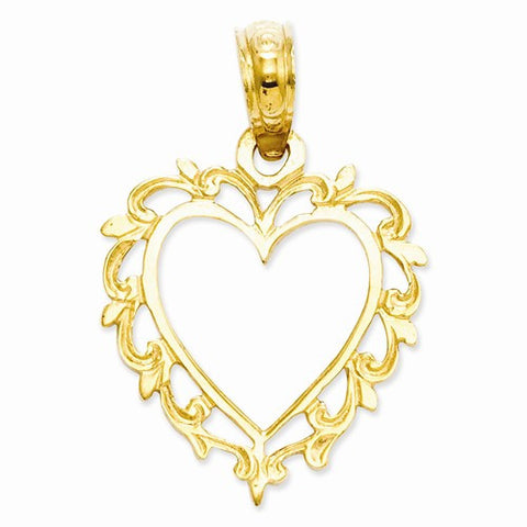 14k Gold Lace Trimmed Heart Pendant, Pendants for Necklace