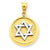 14k Gold Two-tone Solid Satin Finish Flat Back Star of David Disc Charm hide-image