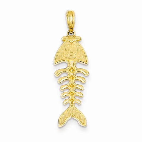 14k Gold 3-D Fishbone Pendant, Pendants for Necklace
