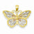 14k Yellow Gold and Rhodium Plated Diamond Cut Butterfly Pendant, Pendants for Necklace