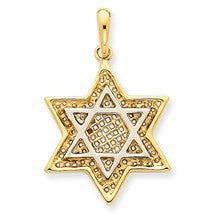 14k Gold & Rhodium Solid Open-back Meshed Star of David Charm hide-image