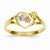 14k Tri-color Flowers in Heart Ring