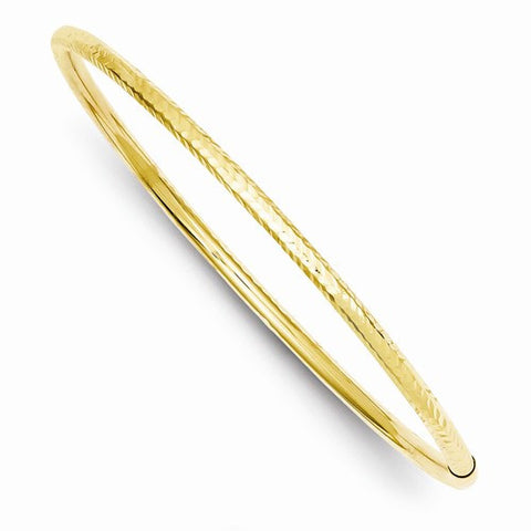 14K Yellow Gold Diamond-Cut Tube Bangle Bracelet