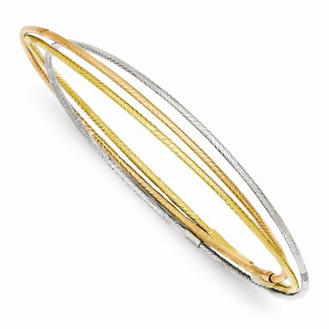 14K Tri-Color Gold Diamond-Cut Intertwined Bangles Bangle Bracelet