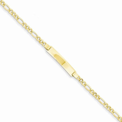14K Yellow Gold Polished Id with Hollow Link Bracelet