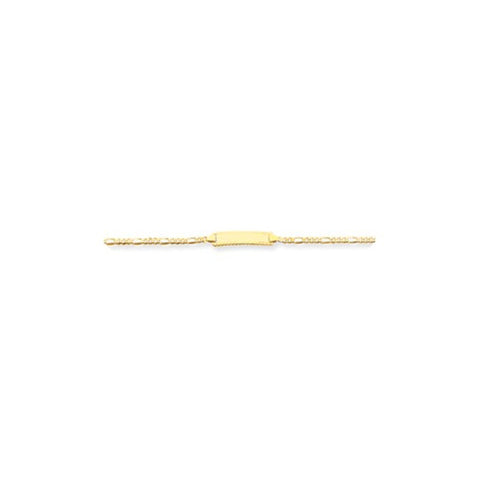 14K Yellow Gold Engraveable Figaro Link Baby Child Id Bracelet