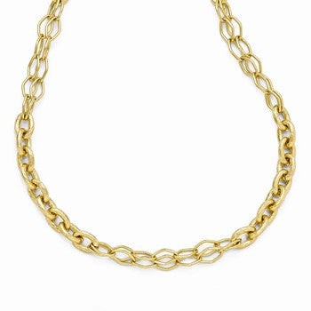 Bronze/Yellow Bronze Hammered Gold-Tone Fancy Link Necklace
