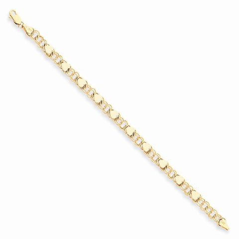 14K Yellow Gold Double Link with Hearts Charm