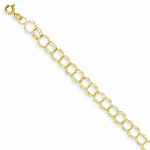 14K Yellow Gold Solid Triple Link Charm