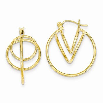 14k Yellow Gold Fancy Swirl Hoop Earrings