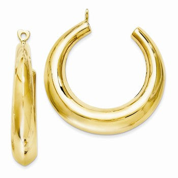 14k Yellow Gold Polished Hollow Hoop Earring Jackets