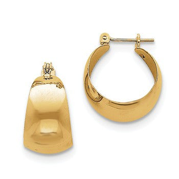 14k Yellow Gold Polished 10.5mm Tapered Hoop Earrings