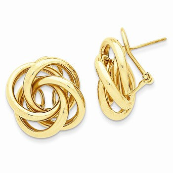 14k Yellow Gold Love Knot Tube Earrings