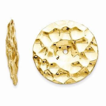 14k Yellow Gold Polished Hammered Disc Earring Jackets