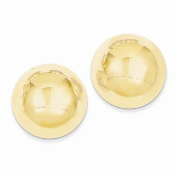 14k Yellow Gold Polished Half Ball Post Earrings