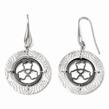 Sterling Silver & Ruthenium-plated Diamond-cut Earrings