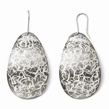 Sterling Silver & Ruthenium Shepherd Hook Earrings