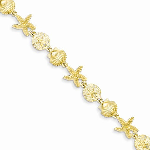 14K Yellow Gold Seashell Theme Bracelet