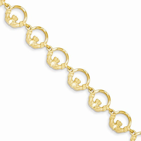 14K Yellow Gold Claddagh Bracelet