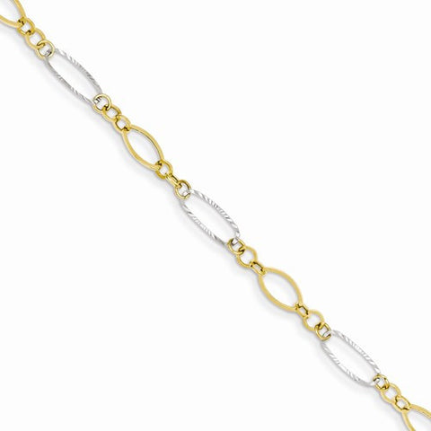 14K White and Yellow Gold Oval Shapes Bracelet