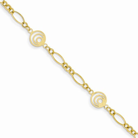 14K Yellow Gold Oval & Circles Design Bracelet