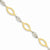 14K White & Yellow Gold Flat Marquise Link Diamond-Cut Rice Beads Bracelet