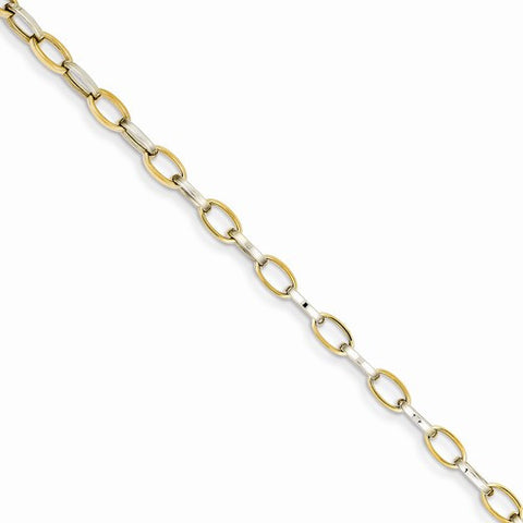 14K White and Yellow Gold Polished Open Link Bracelet