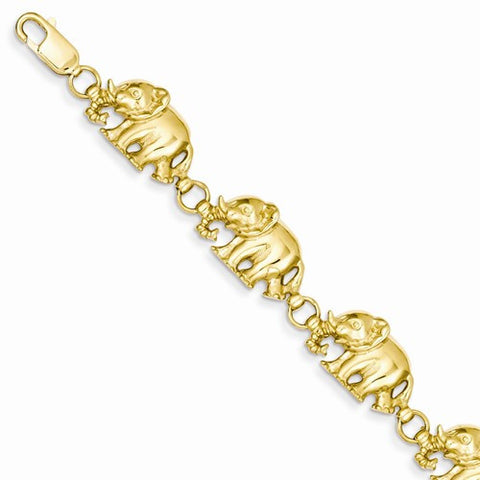 14K Yellow Gold Polished Elephant Bracelet
