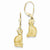 14k Yellow Gold Satin Cat Dangle Leverback Earrings