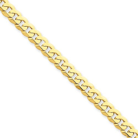 14K Yellow Gold Beveled Curb Chain Anklet