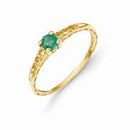 14k Yellow Gold 3mm Emerald Birthstone Baby Ring