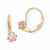 14k Yellow Gold Leverback 3mm Pink CZ Earrings
