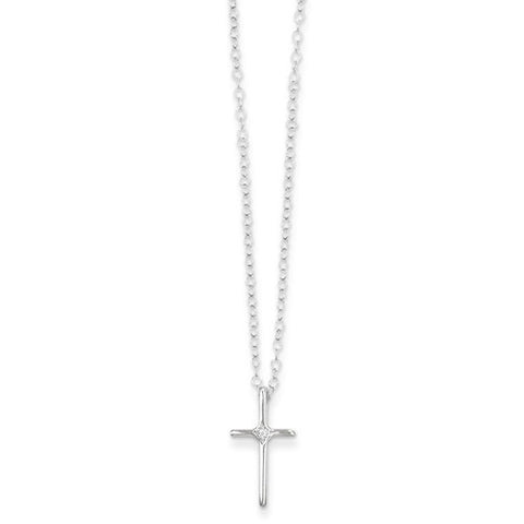 14K White Gold Madi K Diamond Cross Necklace