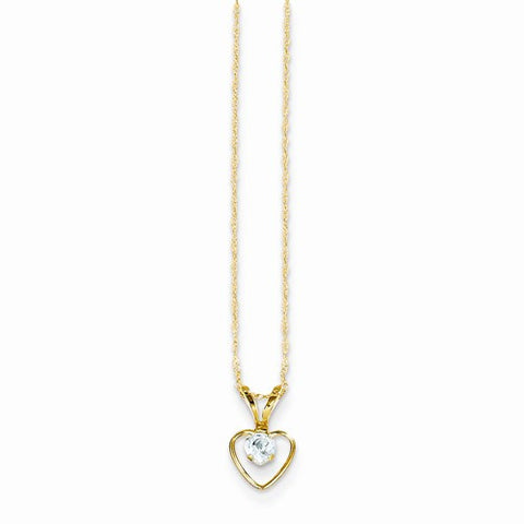 14K Yellow Gold Madi K Aquamarine Heart Birthstone Necklace