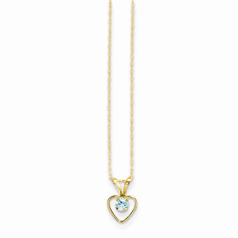 14K Yellow Gold Madi K Blue Zircon Heart Birthstone Necklace