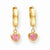 14k Yellow Gold Hinged Pink CZ Heart Earrings