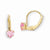 14k Yellow Gold Leverback 4mm Pink CZ Earrings