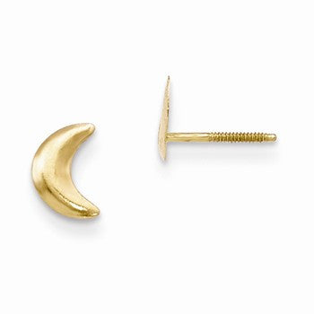 14k Yellow Gold Moon Post Earrings