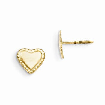 14k Yellow Gold Heart Post Earrings