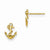 14k Yellow Gold CZ Childrens Anchor Post Earrings