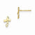14k Yellow Gold CZ Childrens Cross Post Earrings