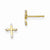 14k Yellow Gold CZ Childrens Cross Post Earrings